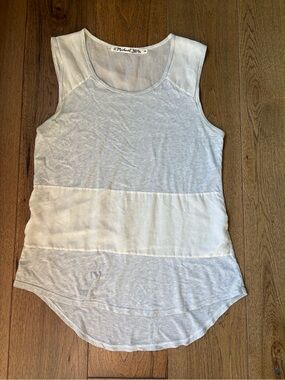 Michael Stars Light Gray & Cream Layered Sleeveless Tank